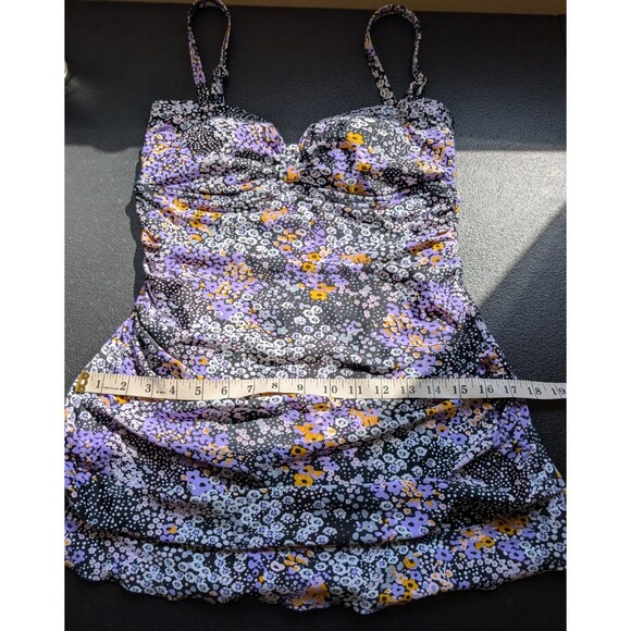 Shore Shapes Womens One Piece Swimsuit Skirted Multicolor Floral Size 12 - Picture 5 of 14